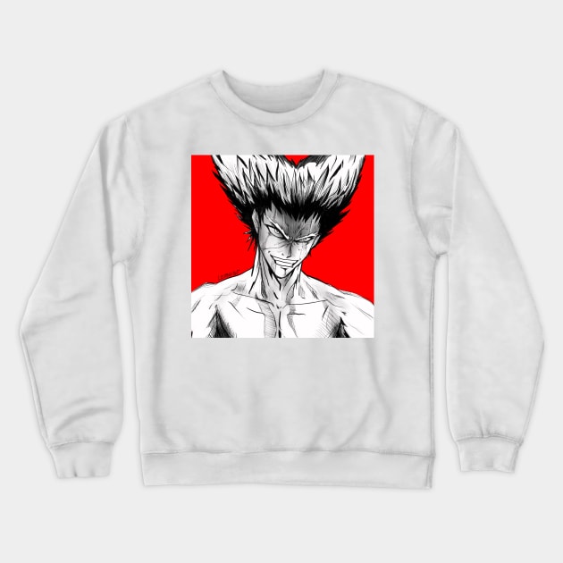 the mark of the wolves garou martial art expert in anime style ecopop in red blood Crewneck Sweatshirt by jorge_lebeau